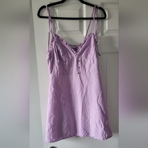 Zara lilac linen Mini Dress - Picture 1 of 4